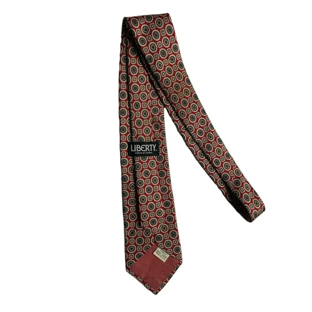LIBERTY OF LONDON Red Medallion Silk Neck Tie